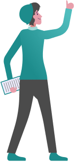 An illustration of a person filling out a form