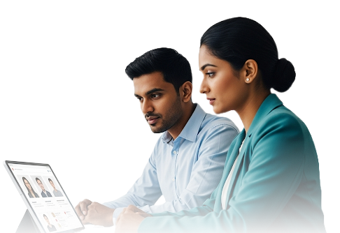 Team reviewing candidate assessment results